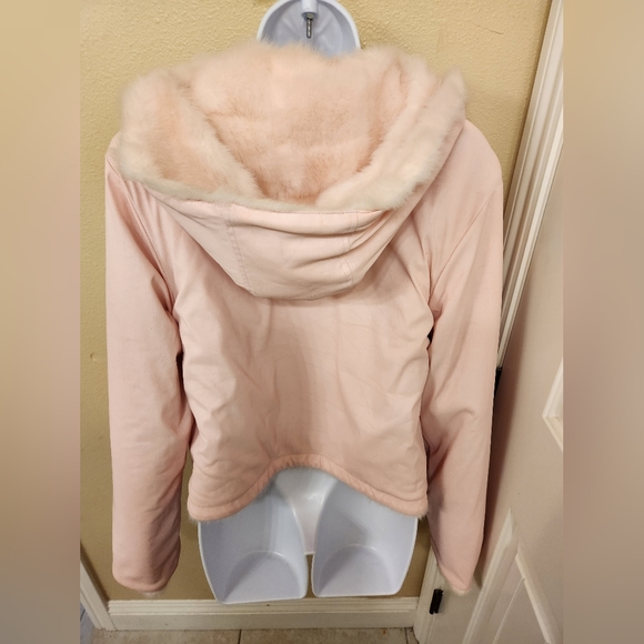 Baby Pink Paris Blues Reversible Fur Jacket Size Large | Vintage | 2000's - Picture 11 of 11